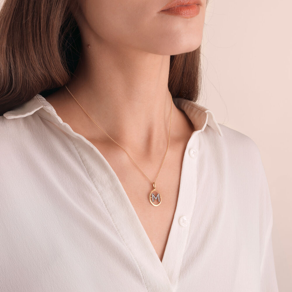 18ct Gold Diamond Initial M Necklace | Annoushka jewelley